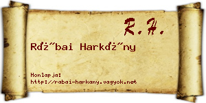 Rábai Harkány névjegykártya
